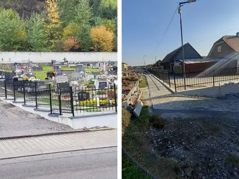 Oprava časti chodníkov a oplotenia na cintoríne